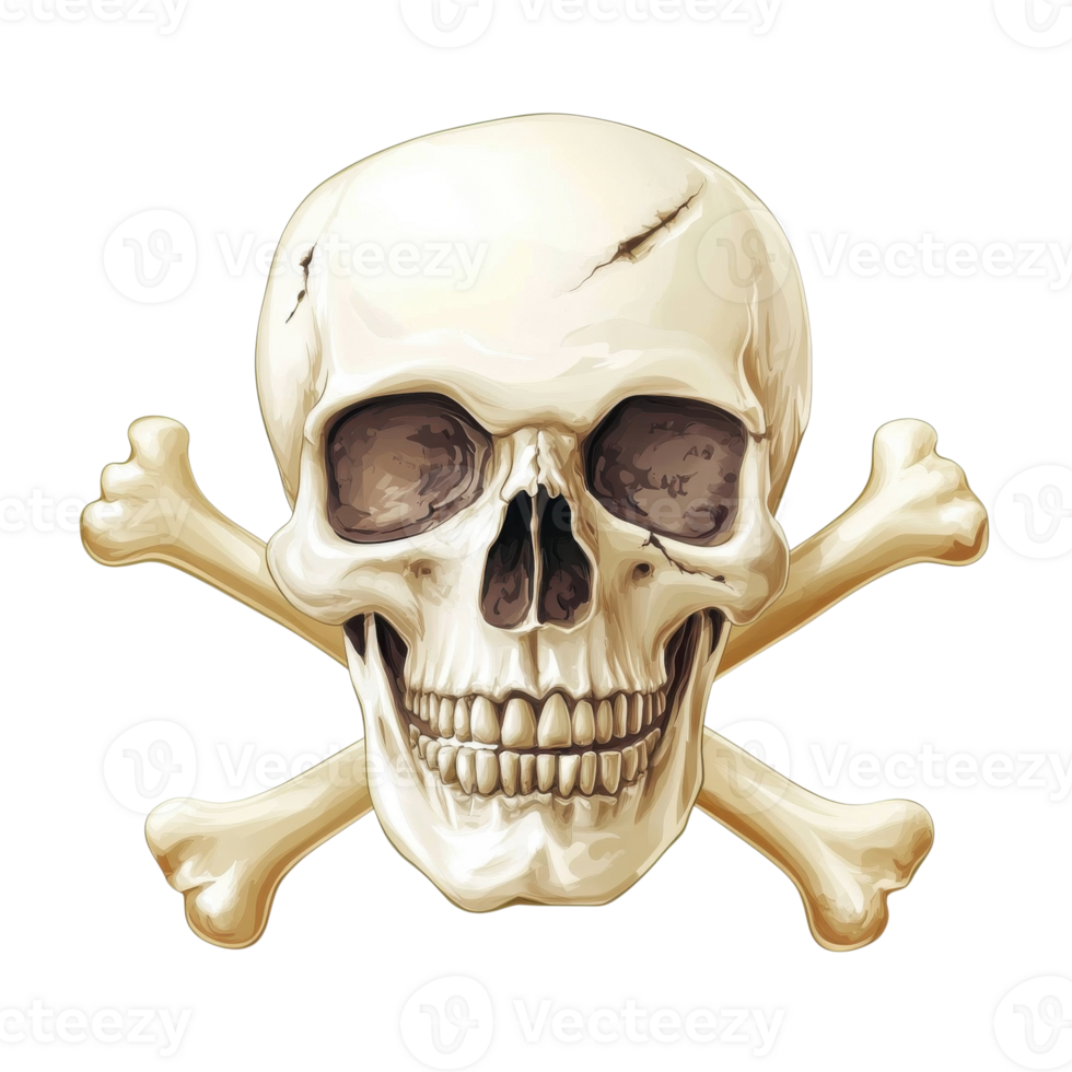 Skull and crossbones art on transparent background png