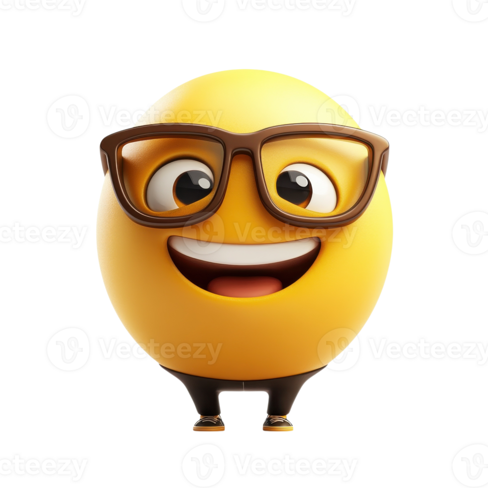 Emoji with glasses smile on transparent background png