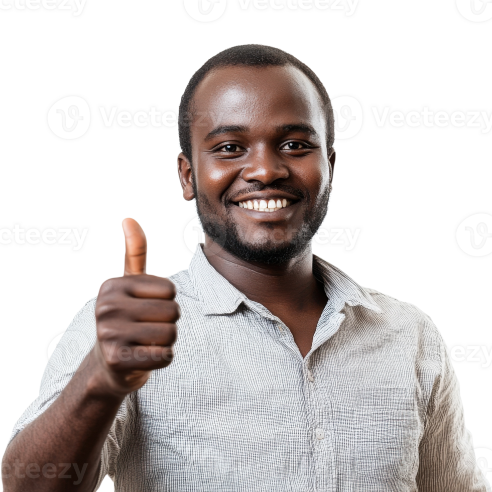 Man smiling thumbs up on transparent background png