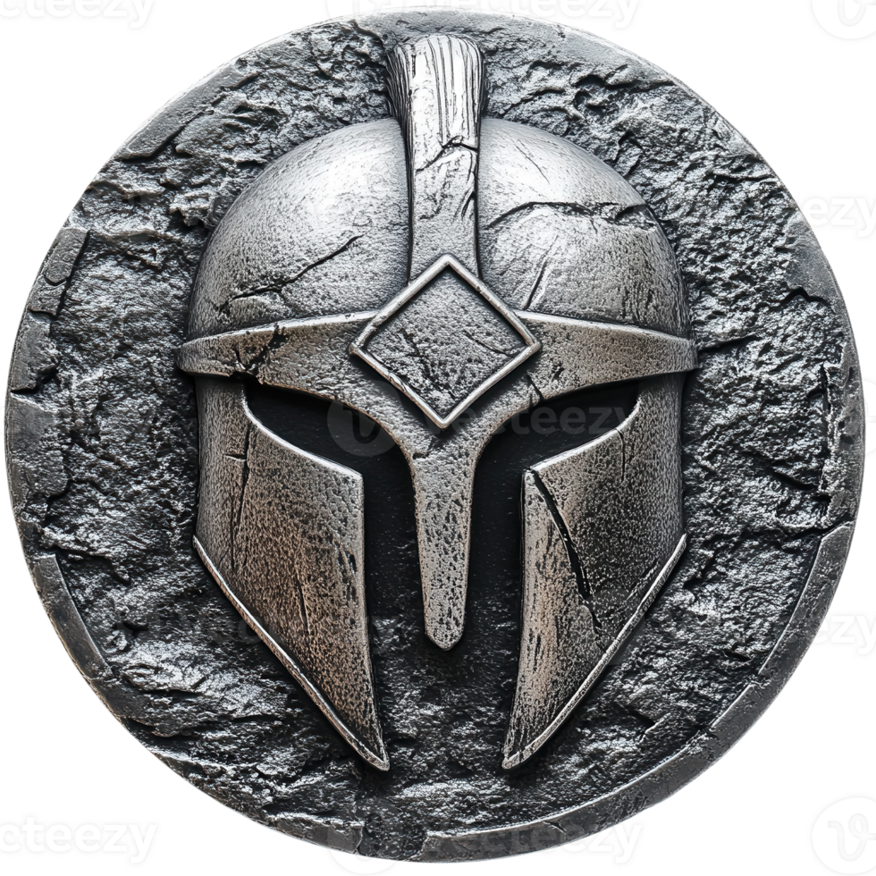 Helmet on stone plaque on transparent background png