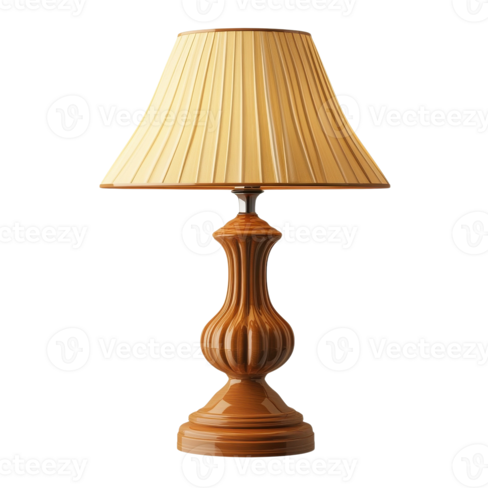 A lamp with tan shade on transparent background png