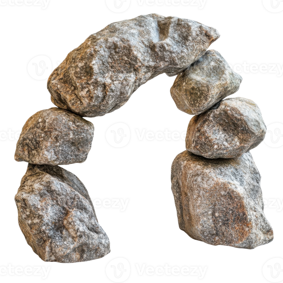 Stones stacked as an arch on transparent background png