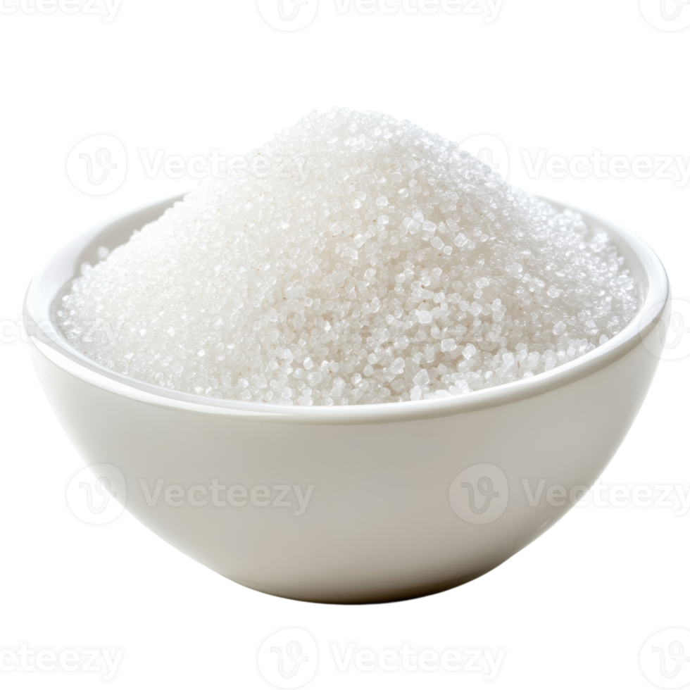 Sugar in a white bowl on transparent background png