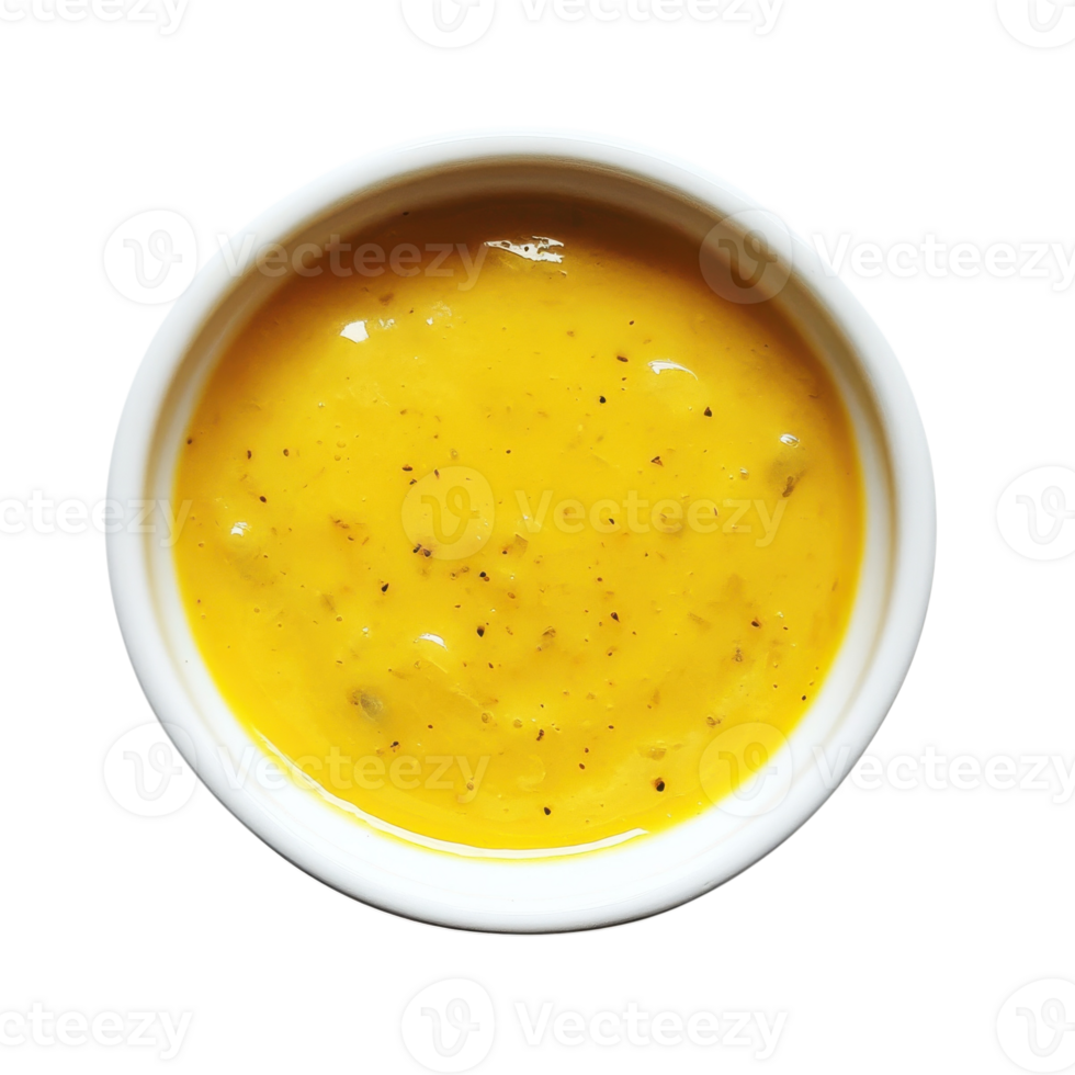 Yellow sauce in a bowl on transparent background png