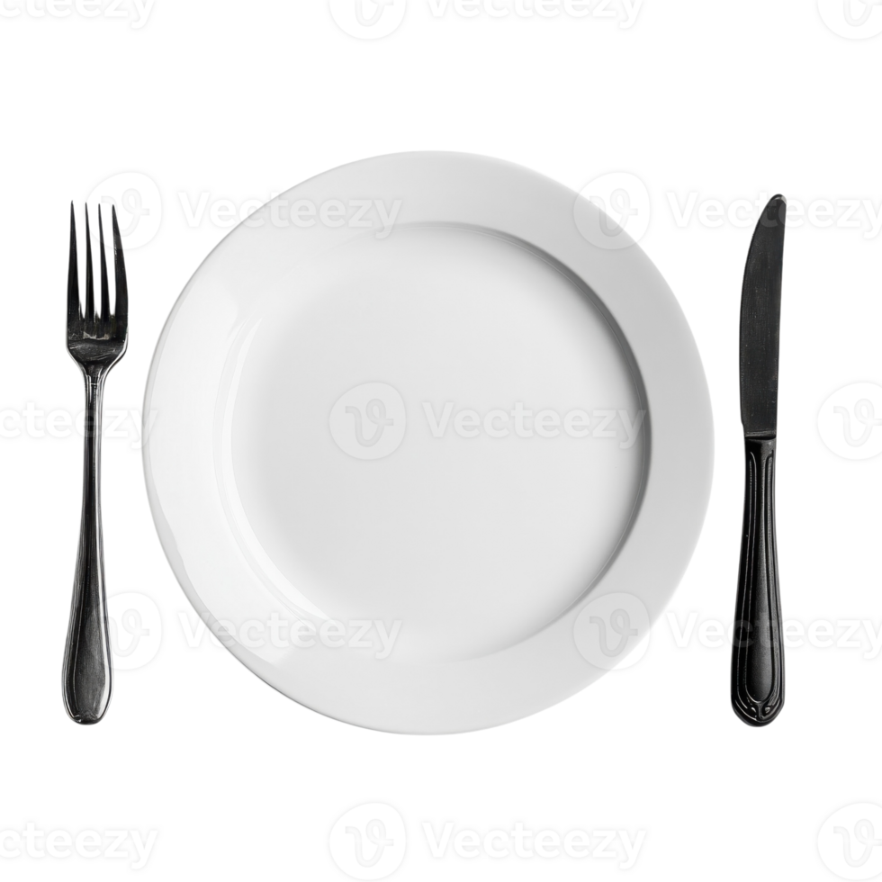 Plate fork and knife set on transparent background png