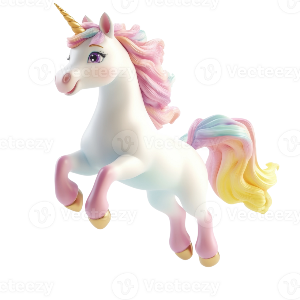 A pastel colored unicorn on transparent background png
