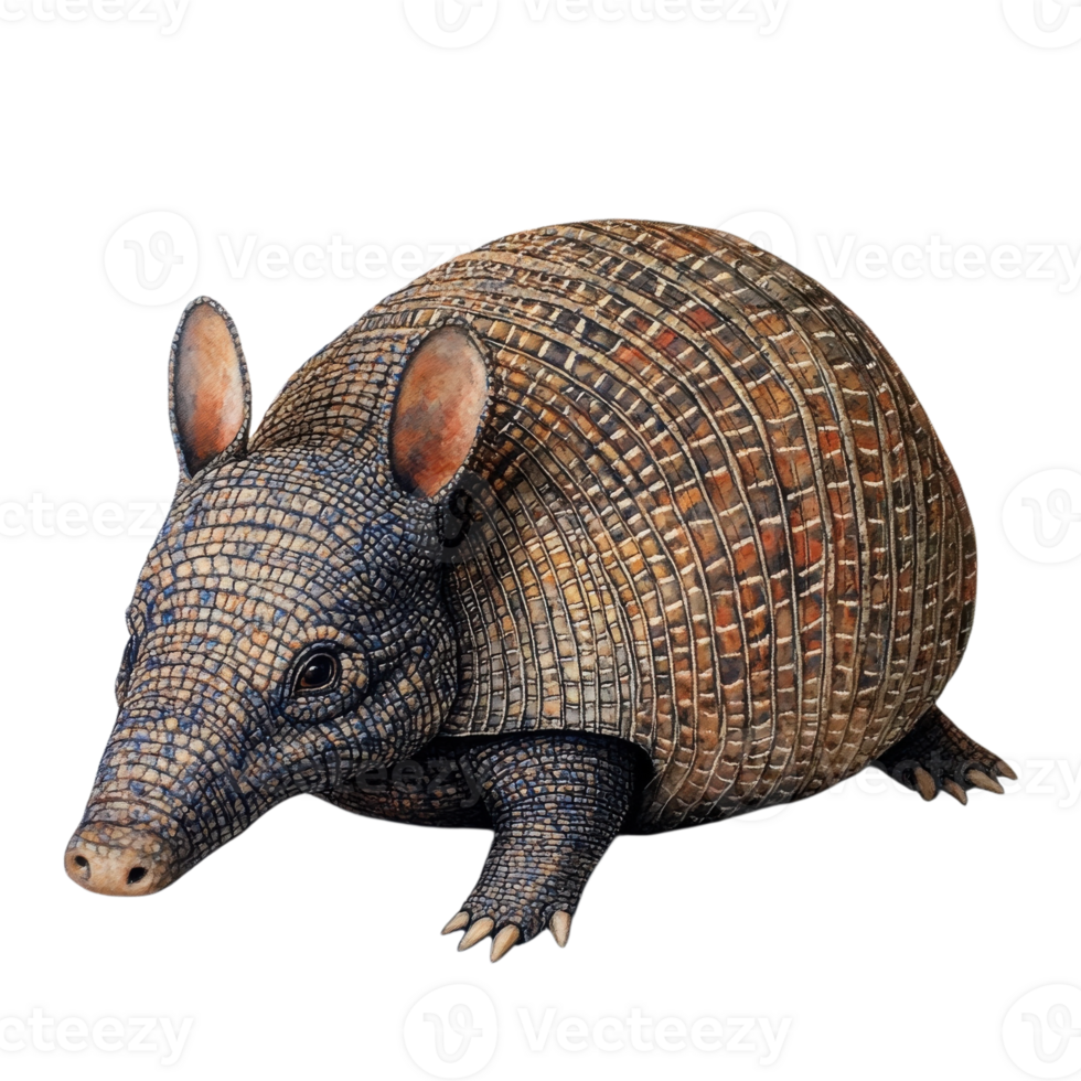 Armadillo on black background on transparent background png