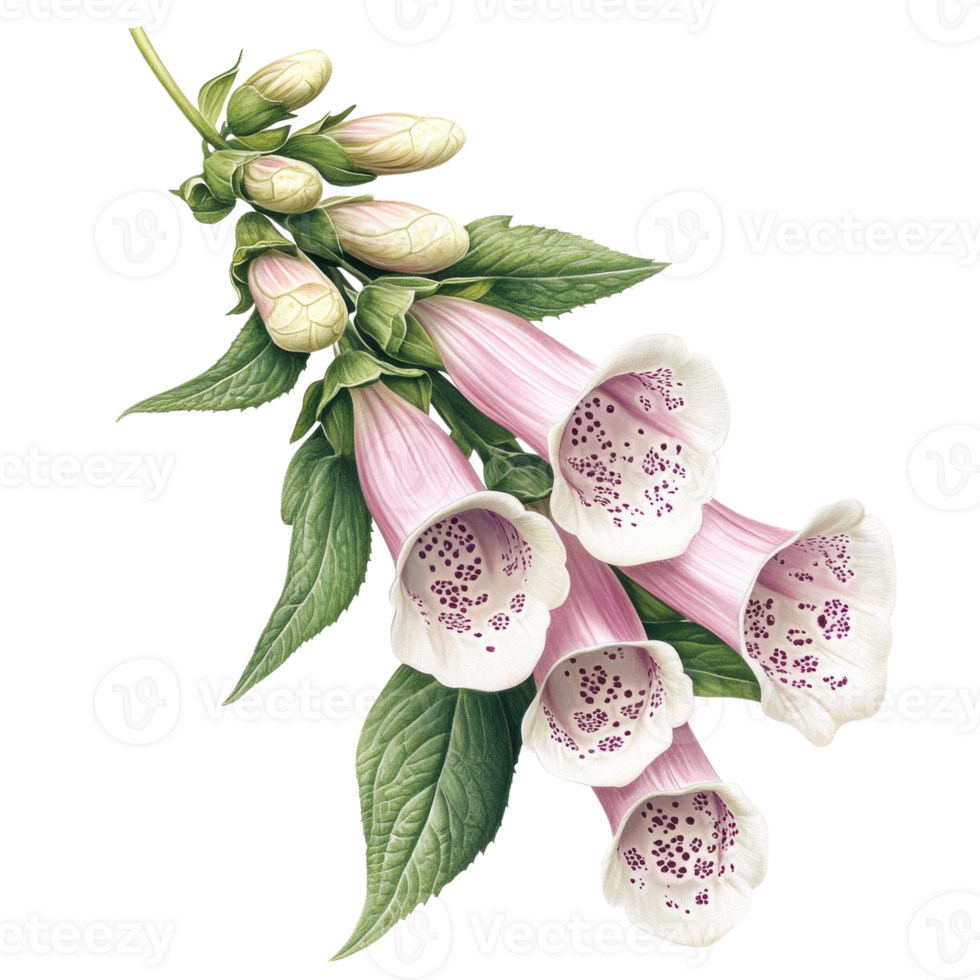 Foxglove flower blossom on transparent background png
