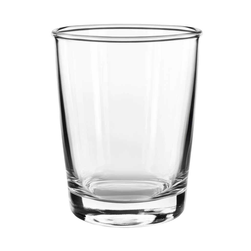A clear empty shot glass on transparent background png