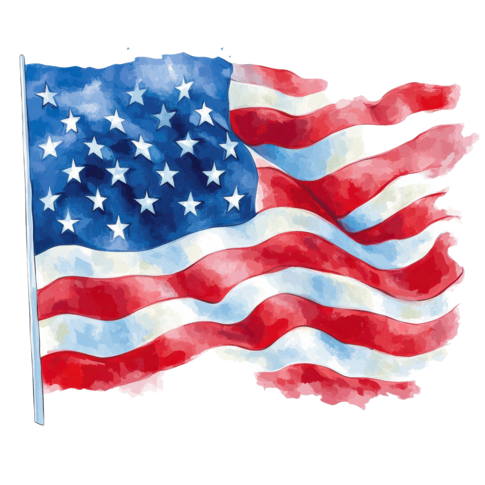 Waving american flag art on transparent background png