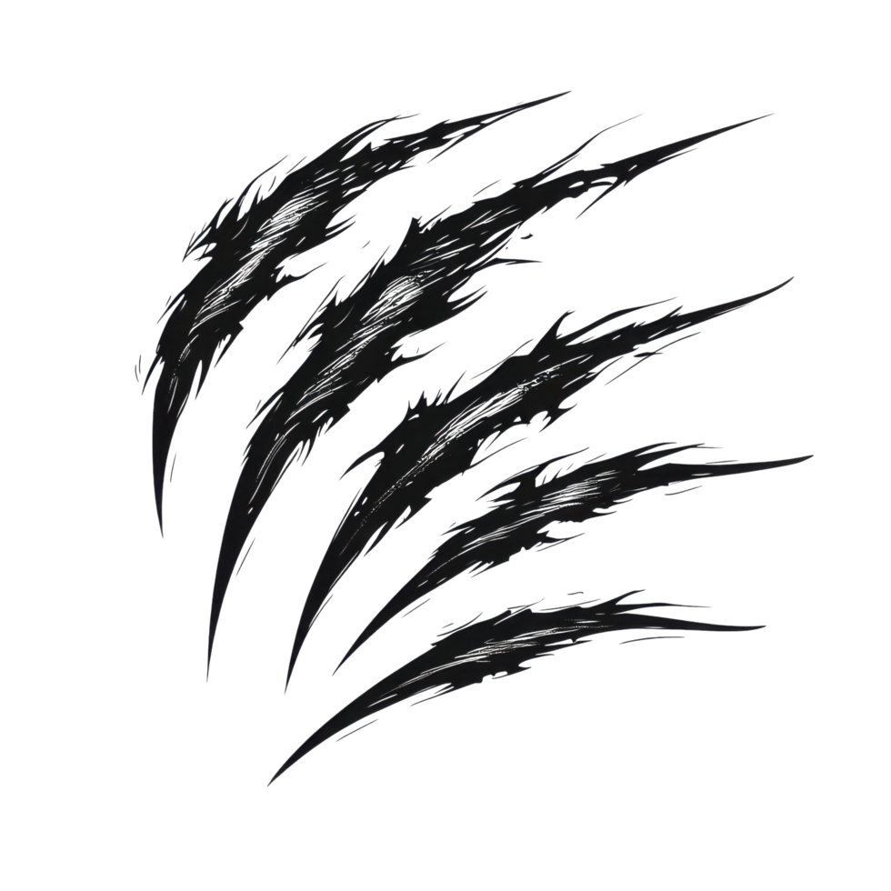 Claw marks on black art on transparent background png