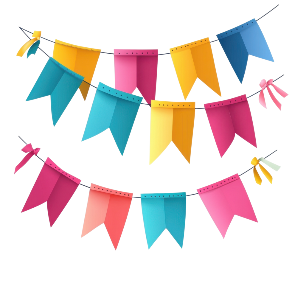 Festive party pennants on transparent background png