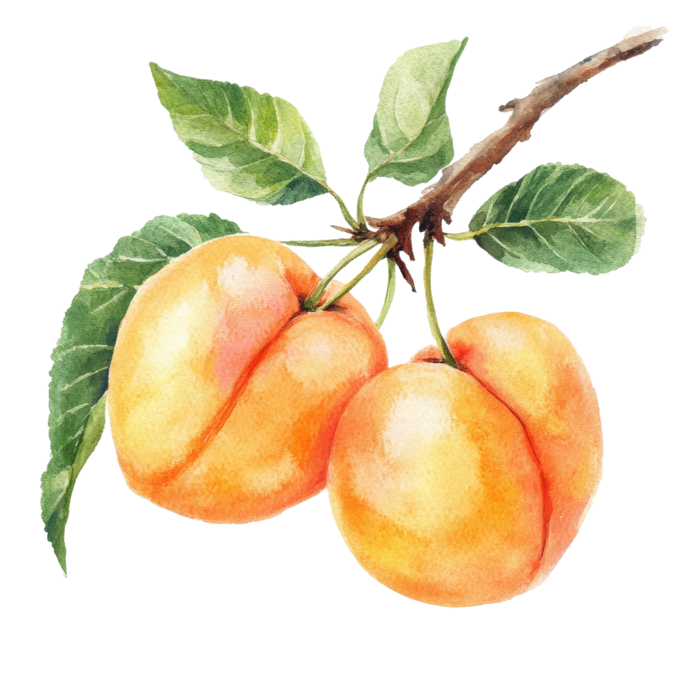Apricots on a branch on transparent background png