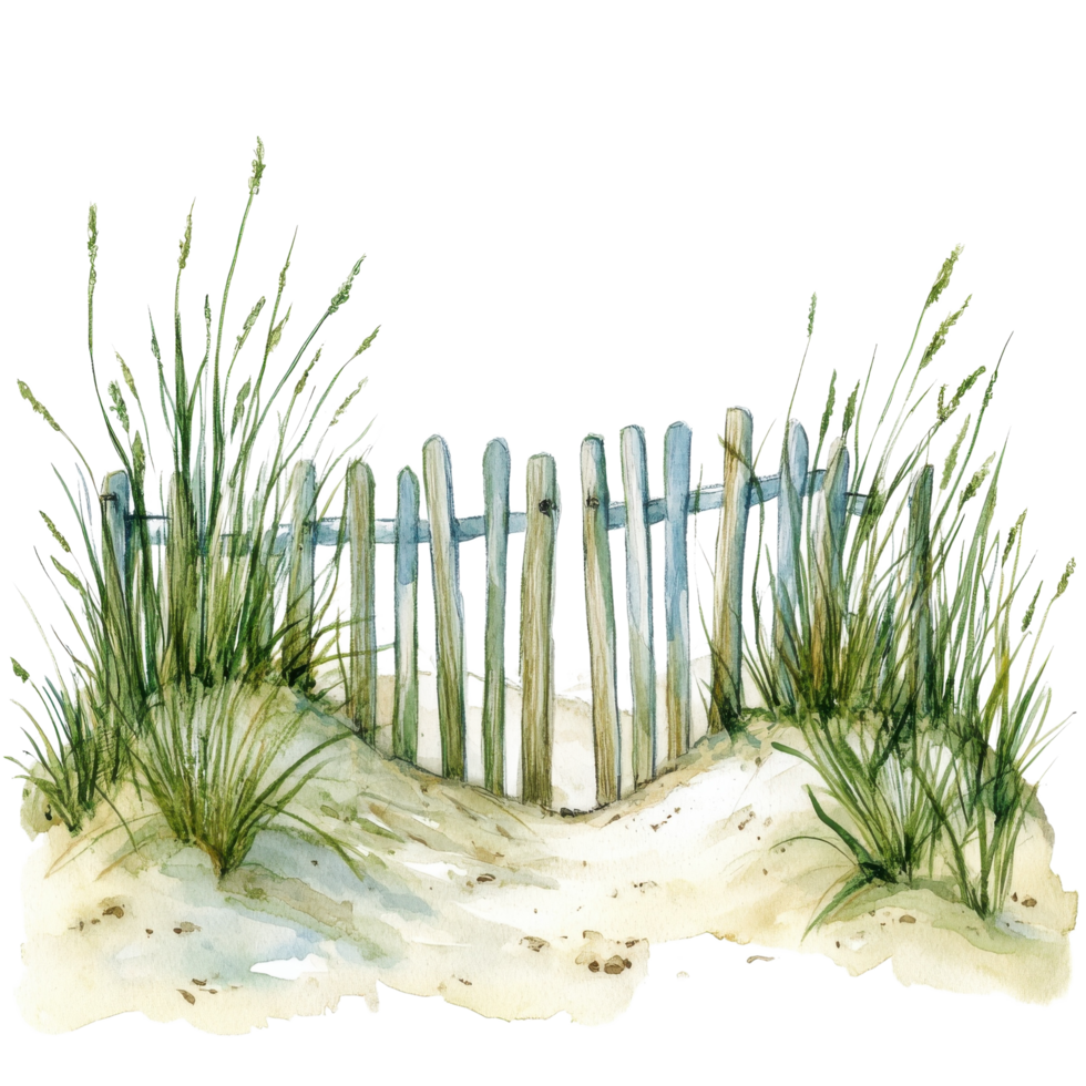 Fence on a sandy dune on transparent background png