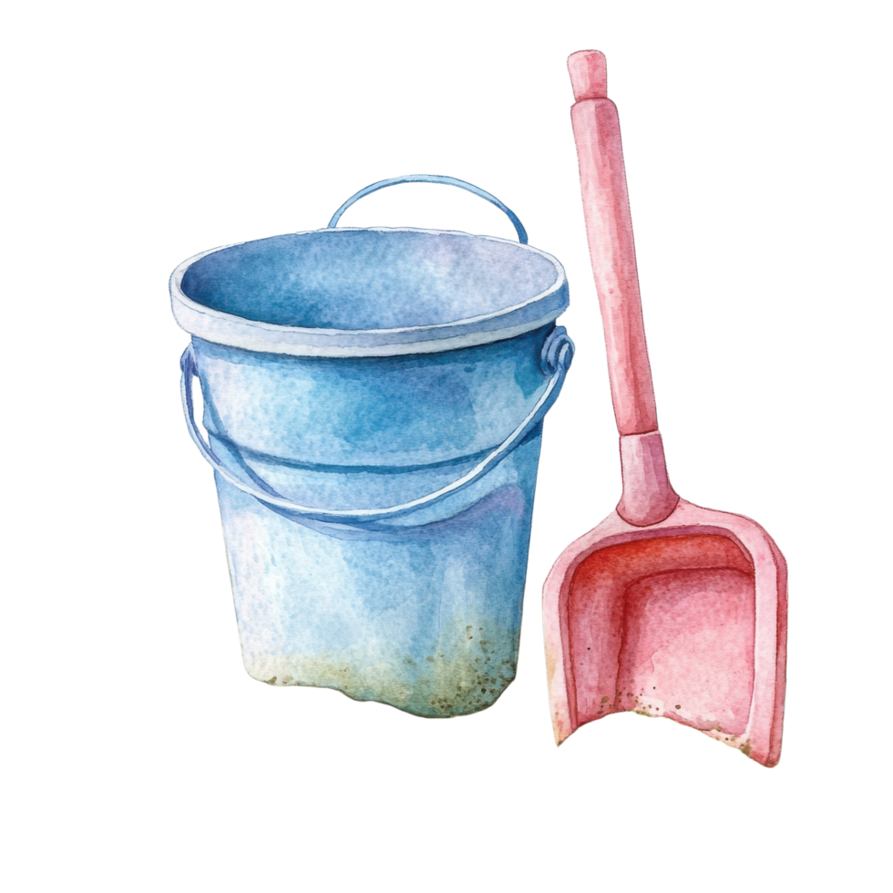 Bucket and spade artwork on transparent background png