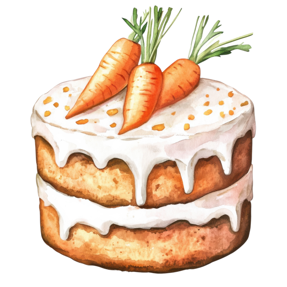 Carrot cake with carrots on transparent background png