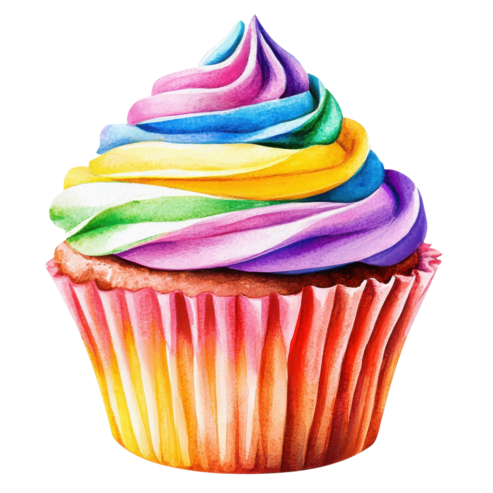 A colorful frosted cake on transparent background png