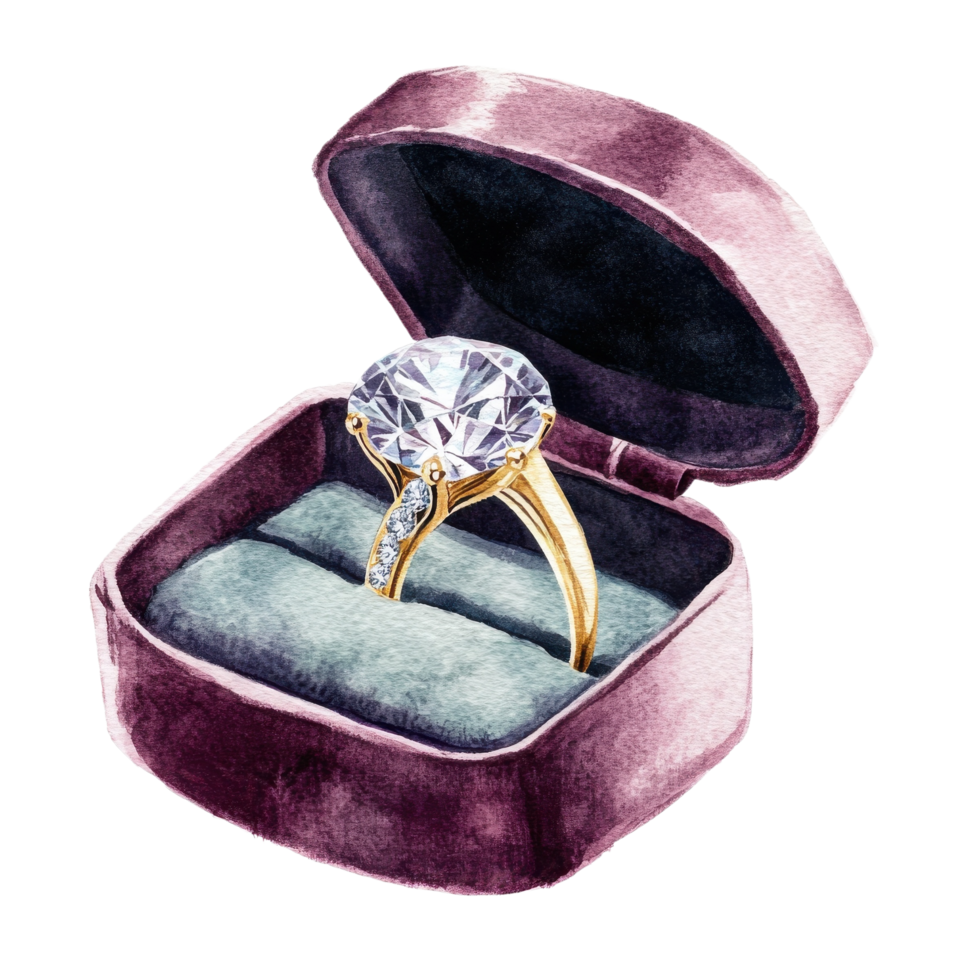 Ring in a velvet box on transparent background png