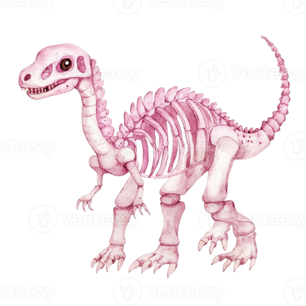 Pink dinosaur skeleton on transparent background png