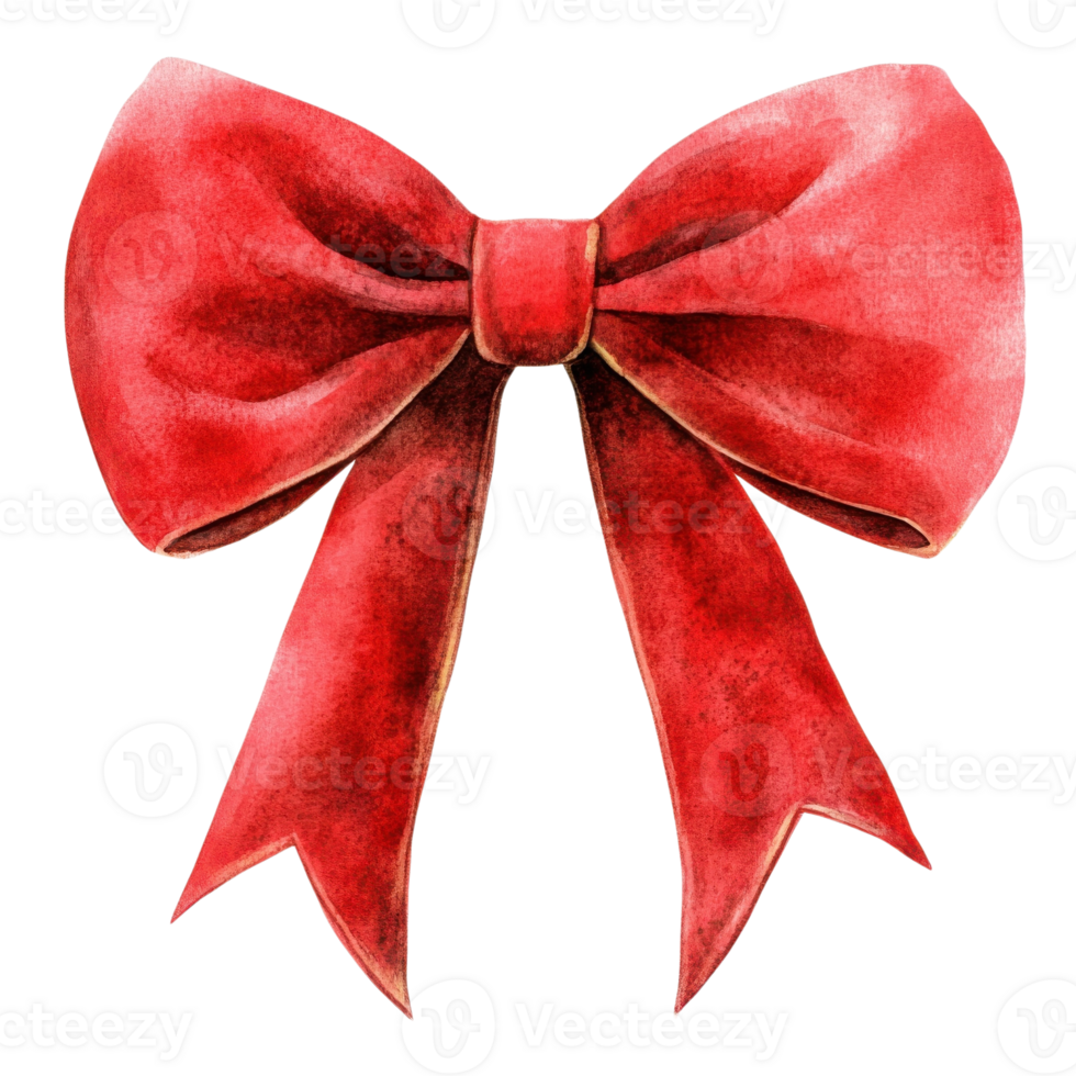 A watercolor red ribbon on transparent background png