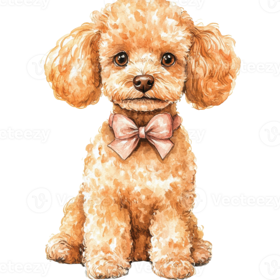 A poodle with bow tie on transparent background png