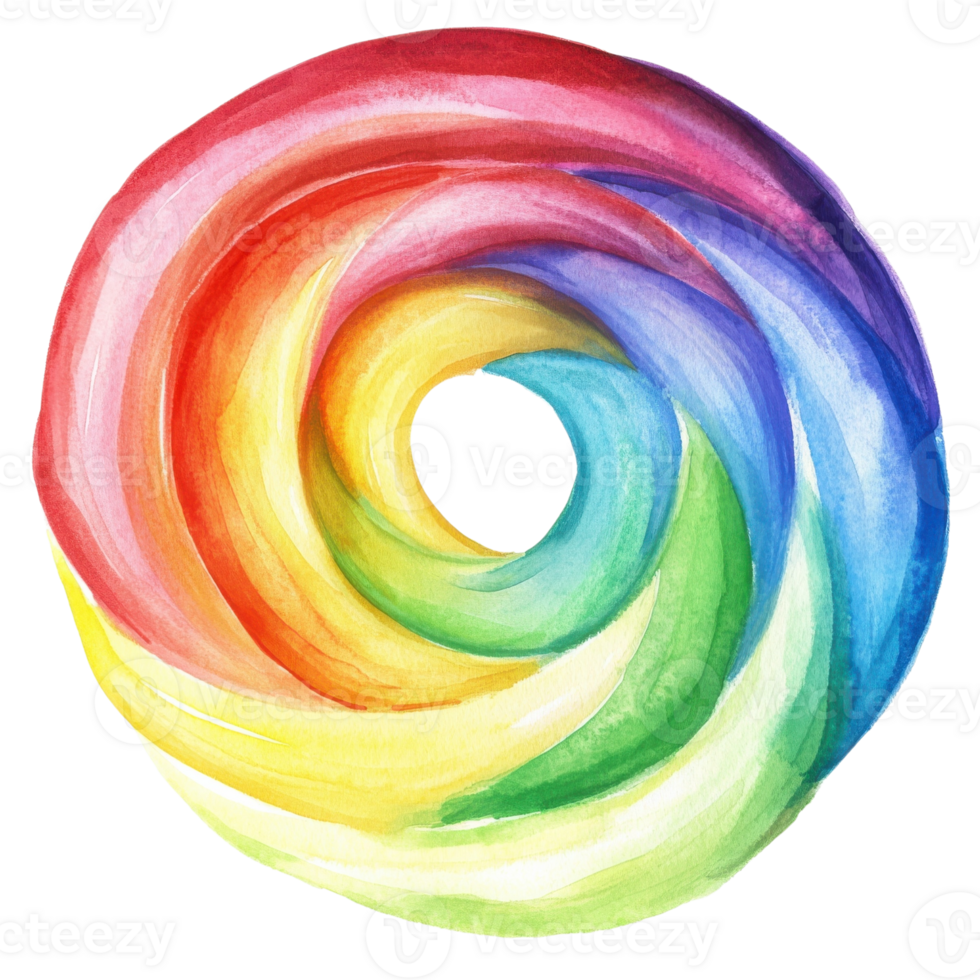 Rainbow watercolor swirl on transparent background png