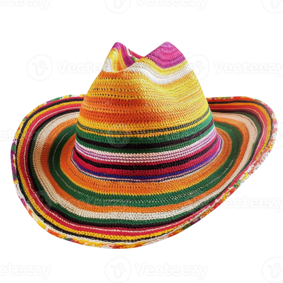 A colorful striped hat on transparent background png
