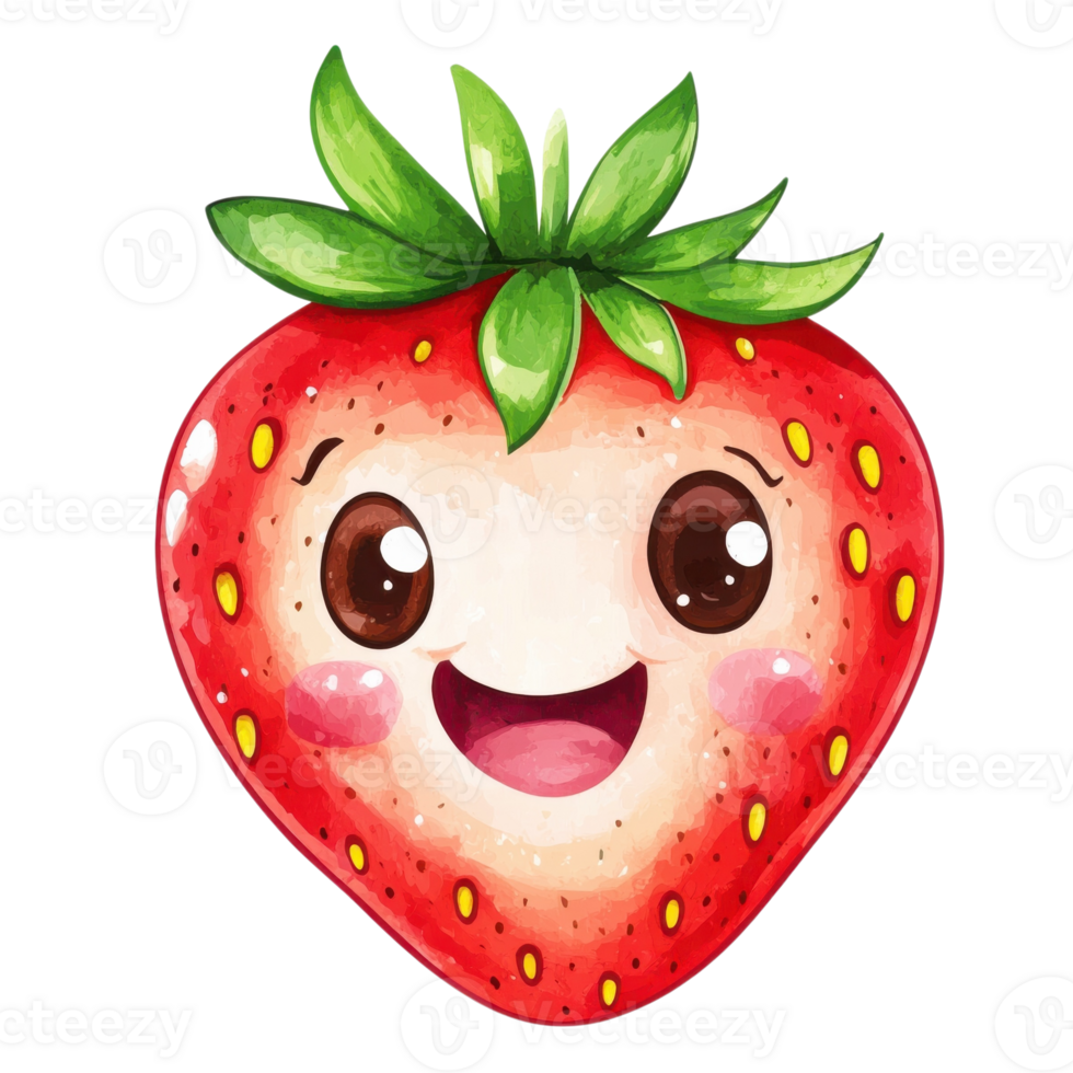 A smiling strawberry art transparent background png