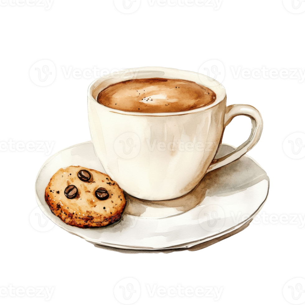 Coffee cup and a cookie on transparent background png