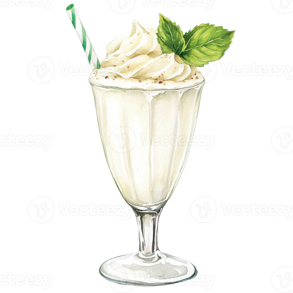 A milkshake with a straw on transparent background png