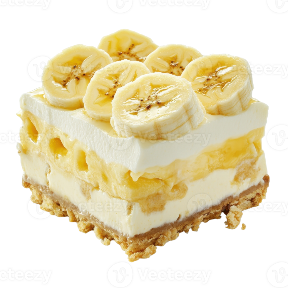 Banana pudding dessert on transparent background png