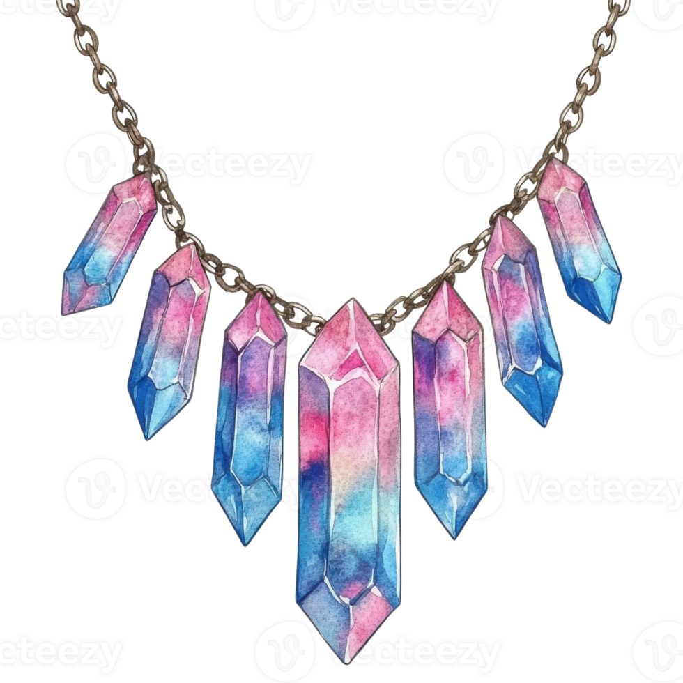 Crystal pendant necklace on transparent background png