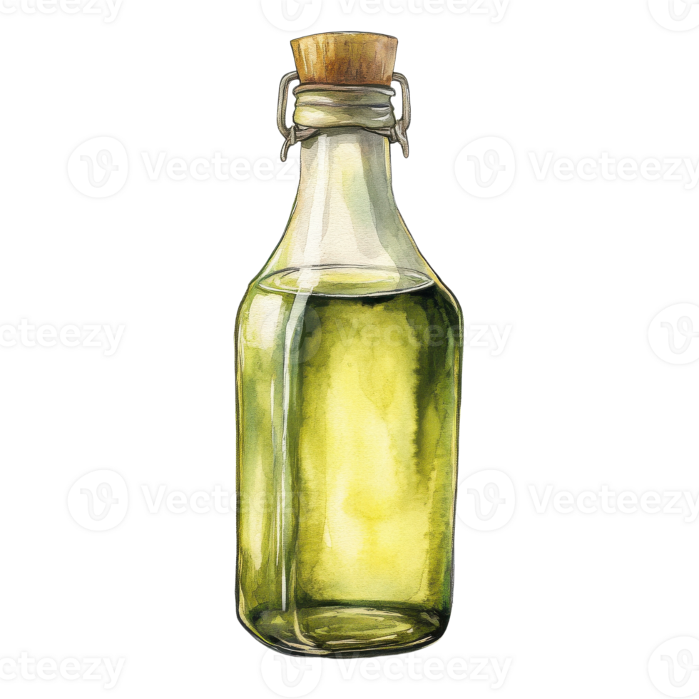 Oil bottle watercolor art on transparent background png