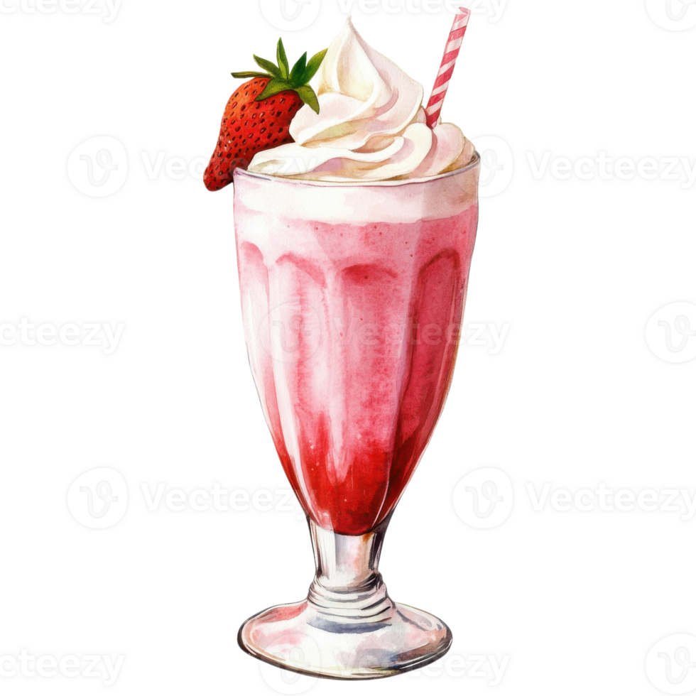Strawberry milkshake art on transparent background png