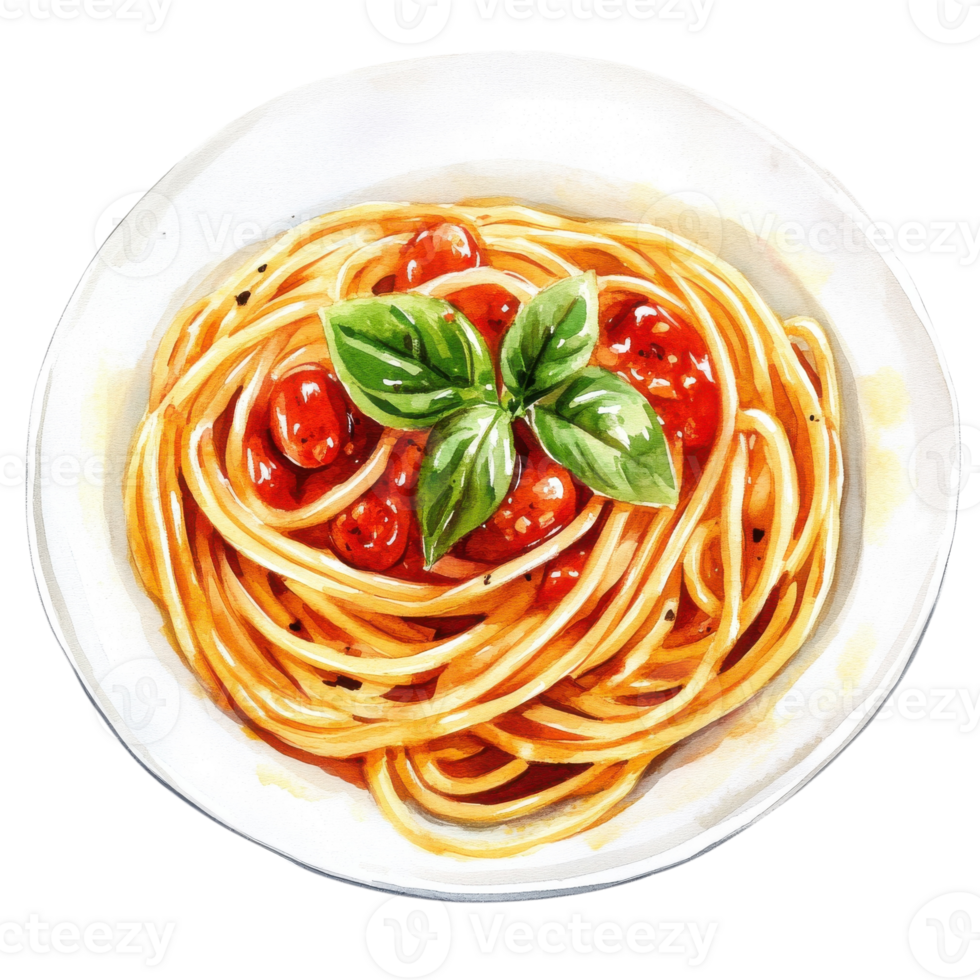 Spaghetti with tomatoes on transparent background png