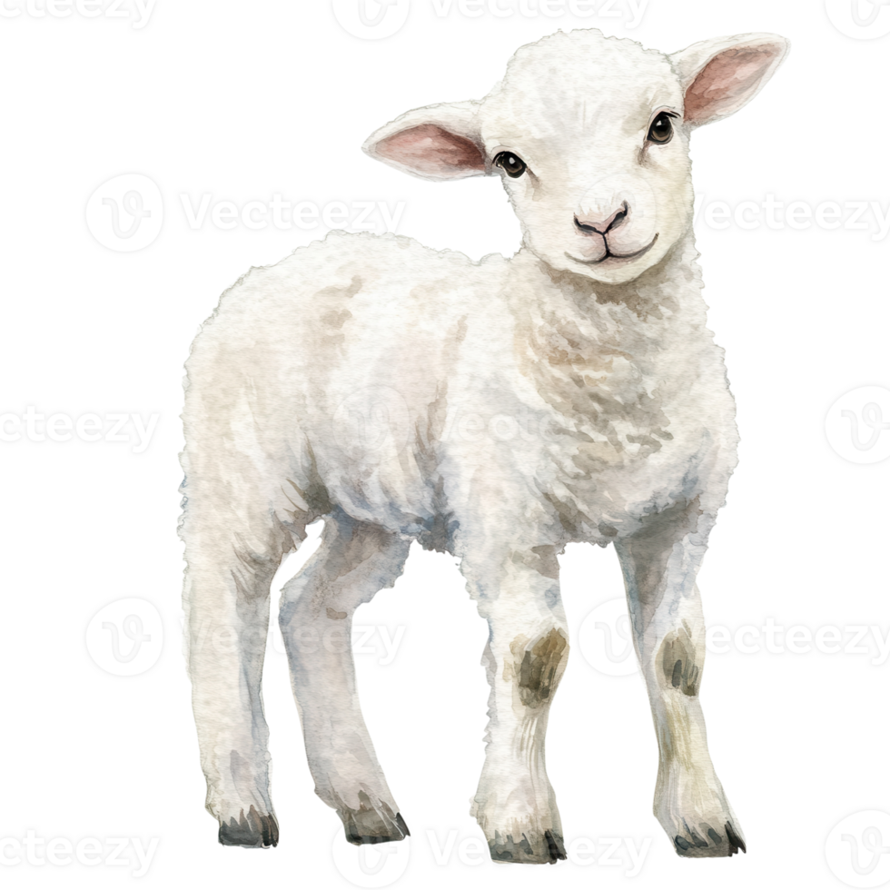 A watercolor lamb image on transparent background png