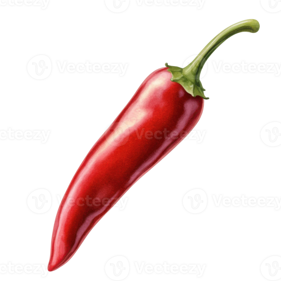 A single red chili pod on transparent background png