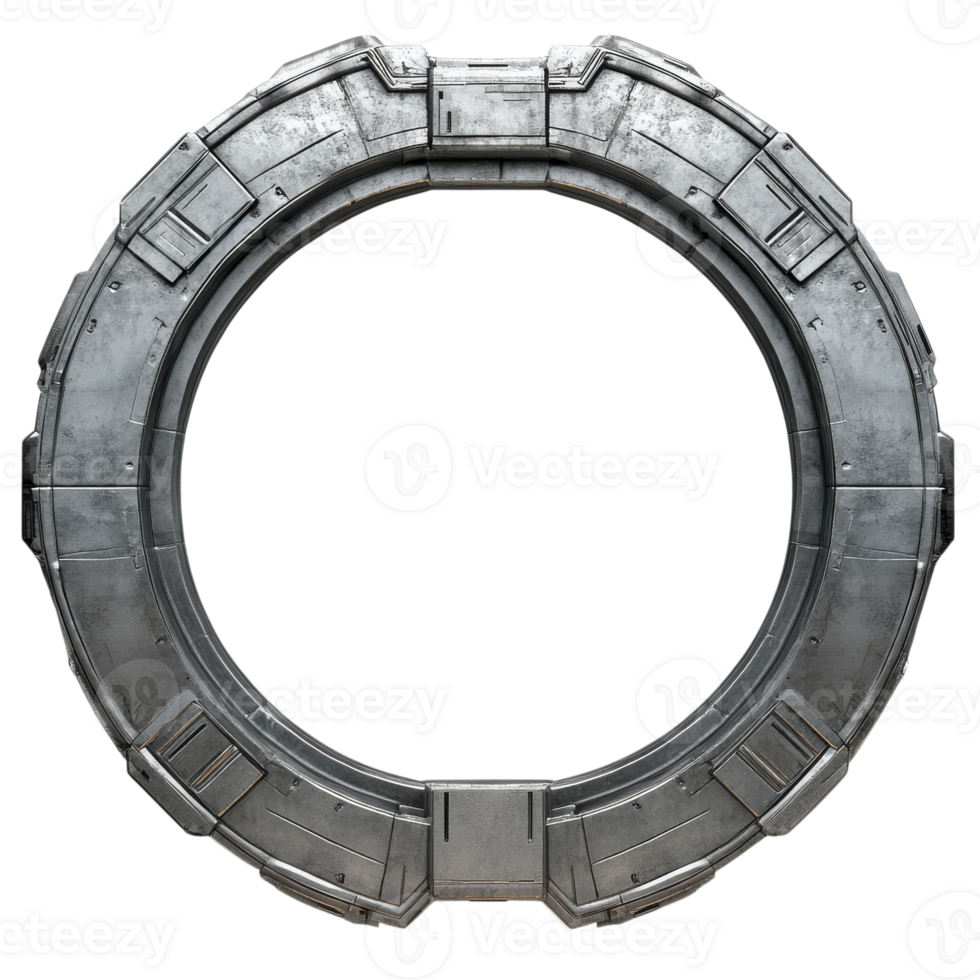 Metallic circular frame on transparent background png