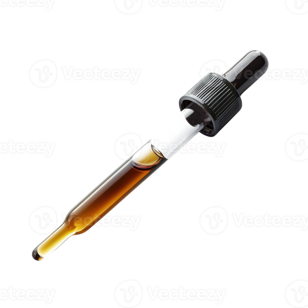 Dropper with brown liquid on transparent background png