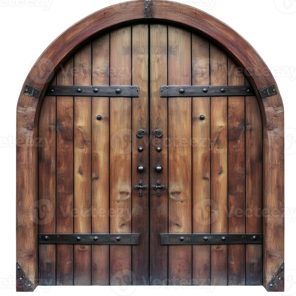 Arched medieval doorway on transparent background png