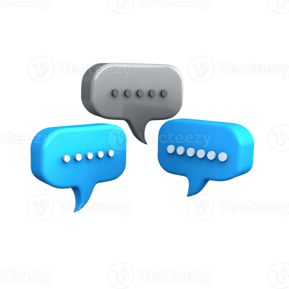 Three speech bubble icons on transparent background png