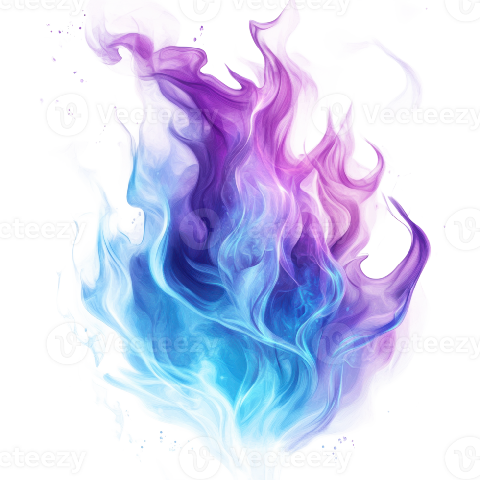 Abstract colored flames on transparent background png