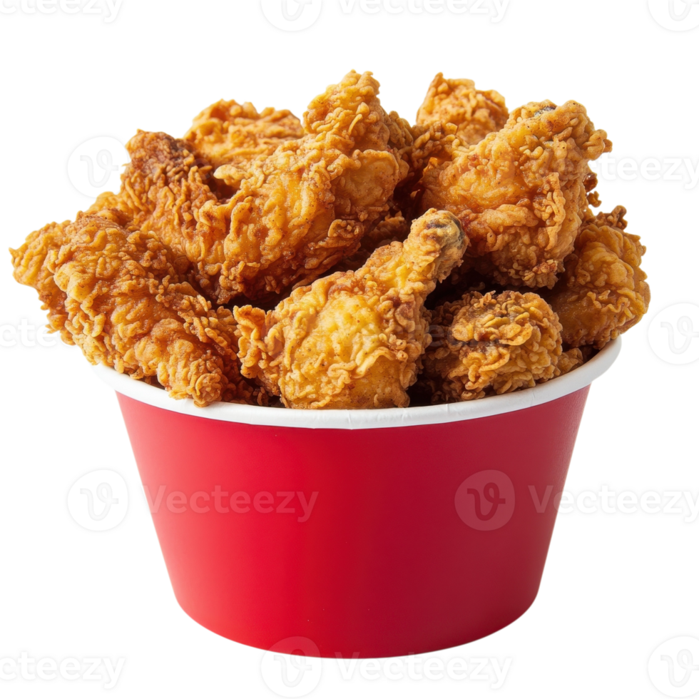 Bucket of fried chicken on transparent background png