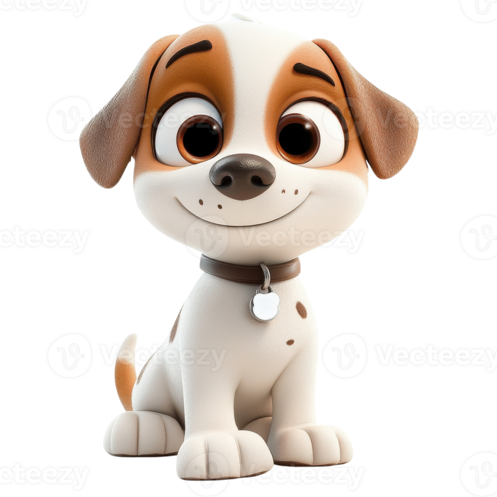 Cartoon dog with collar on transparent background png