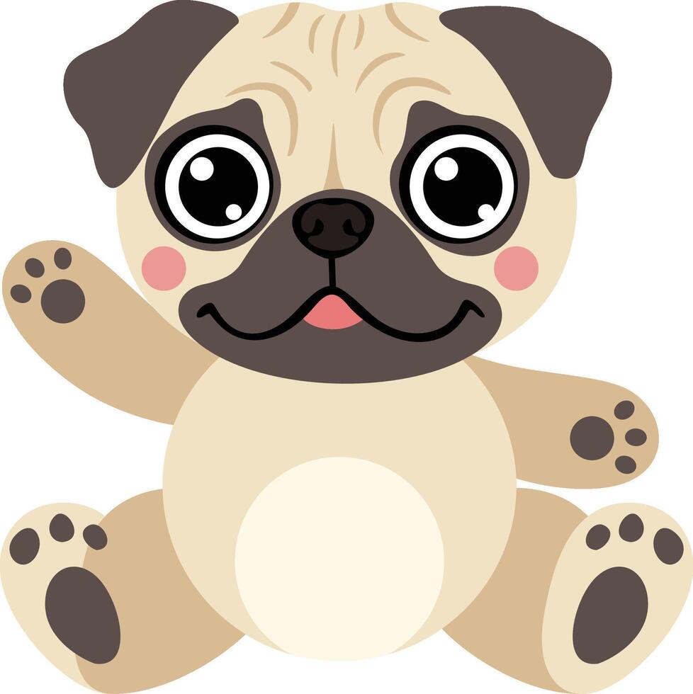 Adorable Pug Puppy Waving Hello vector