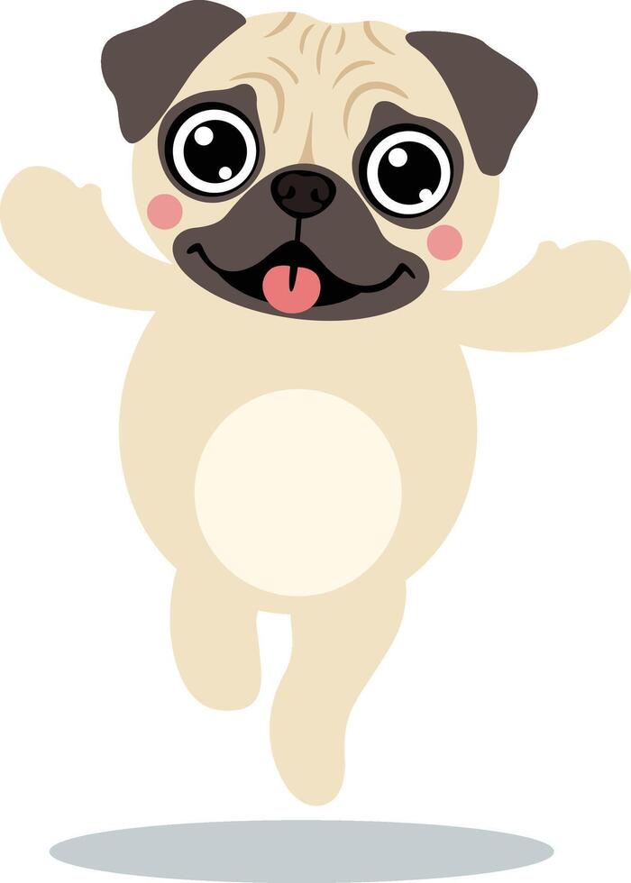 Happy Little Pug with Open Arms vector