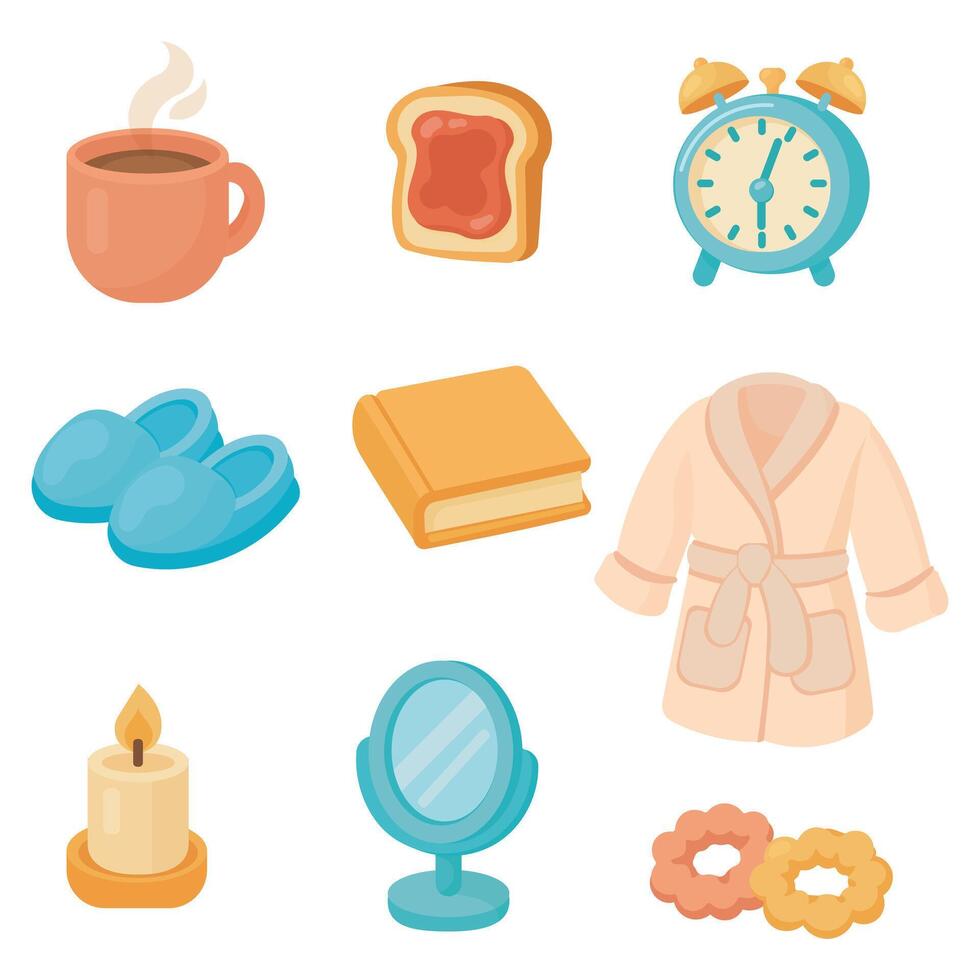 Cozy Morning Items Set vector