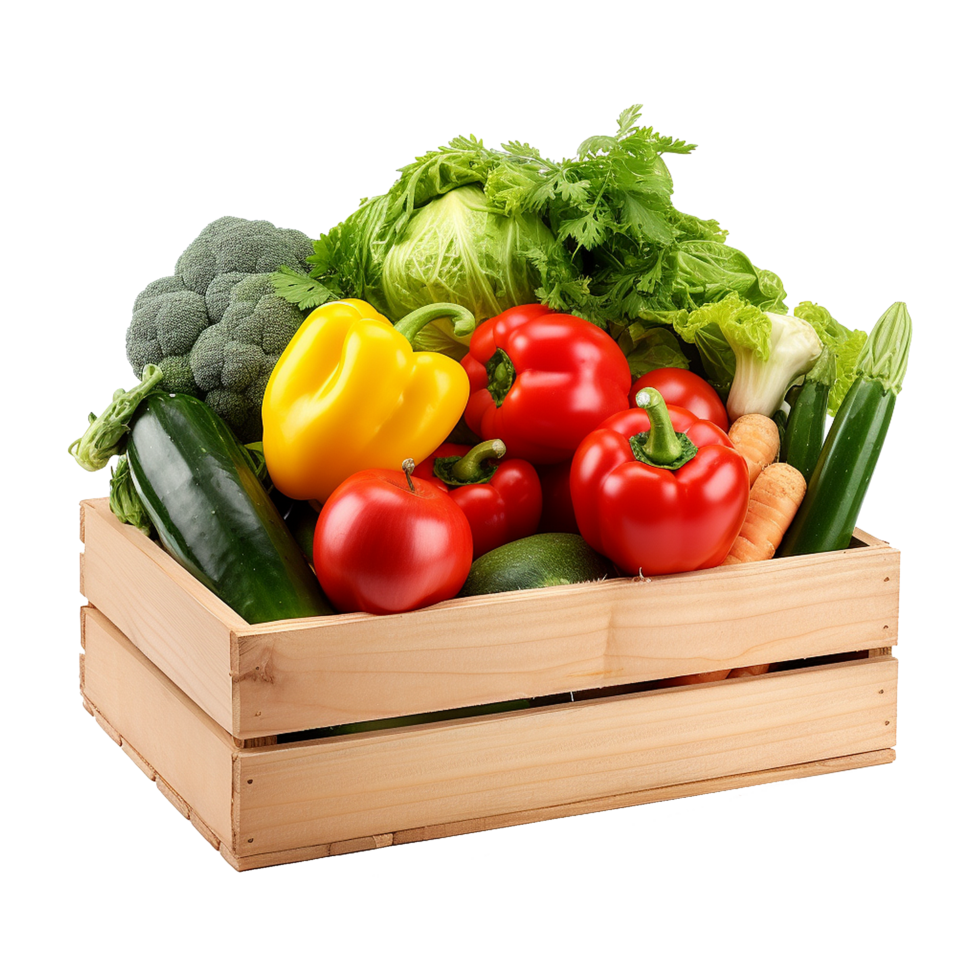 Nutritional food idea featuring vegetables in box for wellness content and menus png