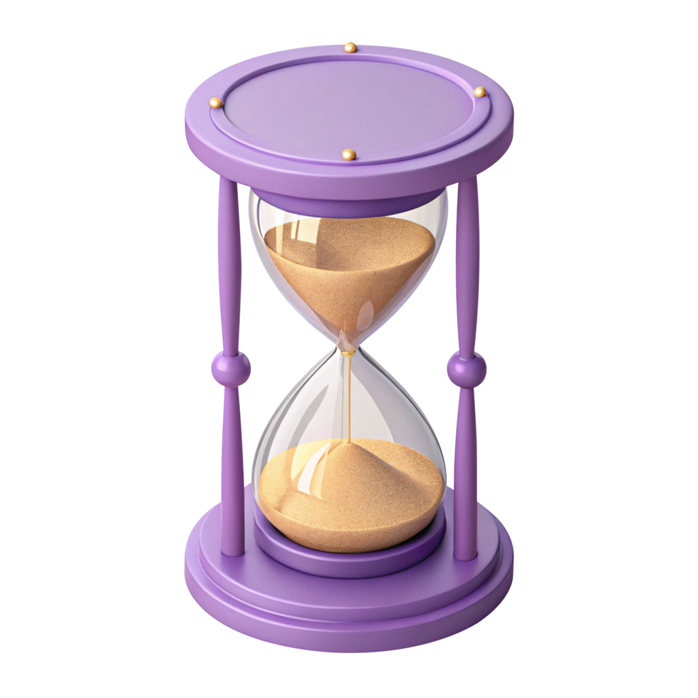 3d render icon purple hourglass with sand hourglass with sand 3d render icon on transparent background png