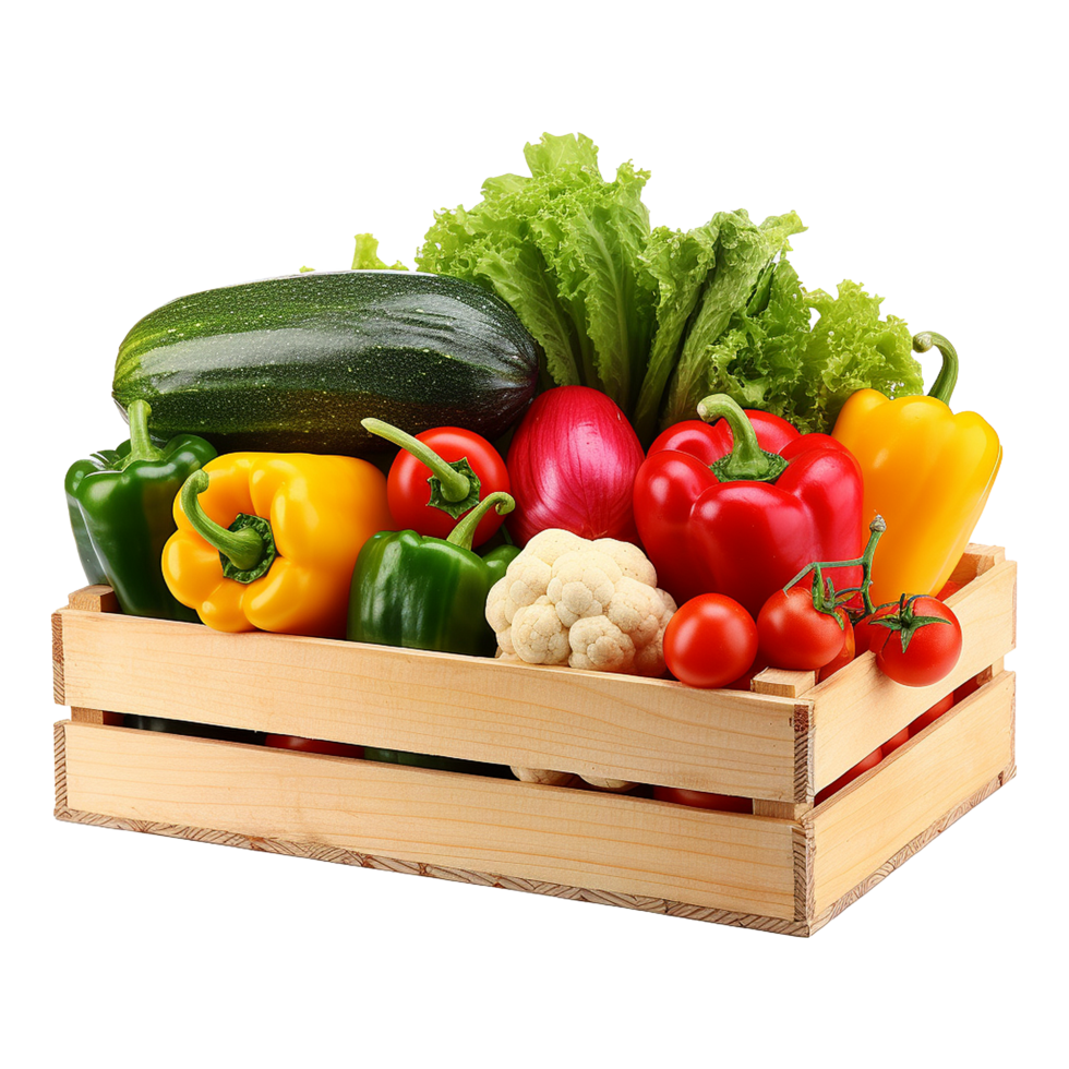 Box of vegetables promoting fresh diet lifestyle and eco conscious food choices png